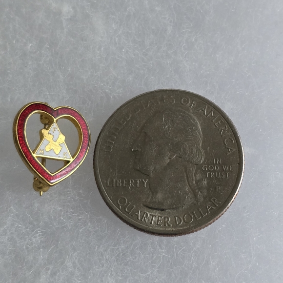 Vintage Loyal Order of the Moose lodge pin red heart gold tone lapel - Picture 3 of 6